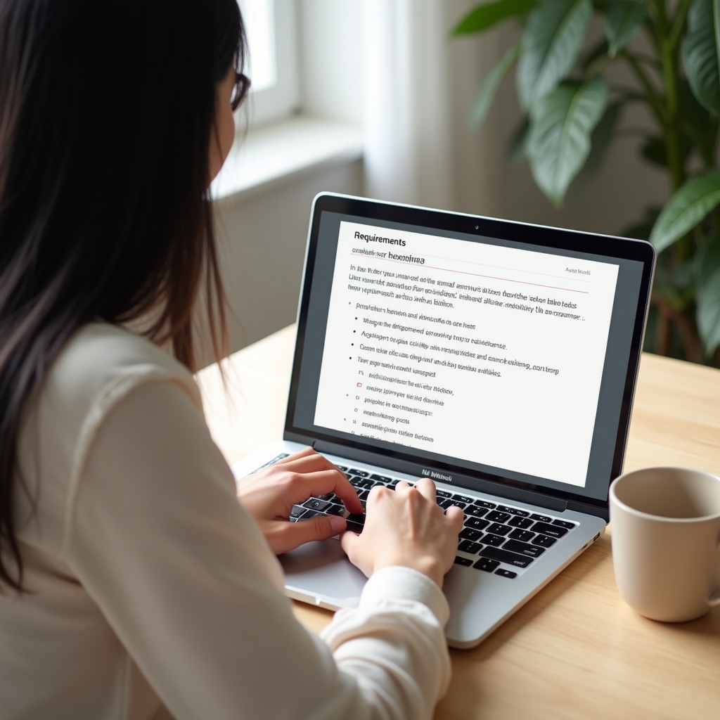 Manager lucrând la formularea cerințelor pe laptop