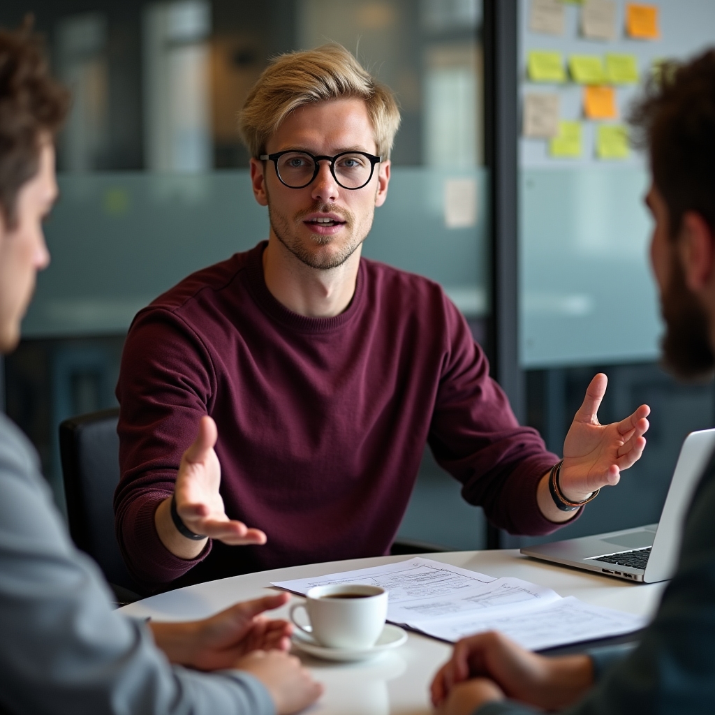 Product manager în ședință cu echipa de development
