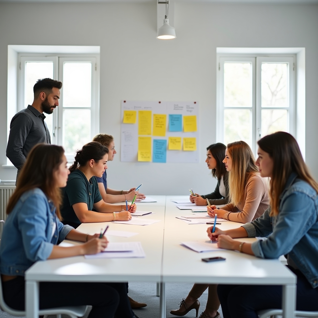 Exercițiu de grup în cadrul unui workshop de comunicare